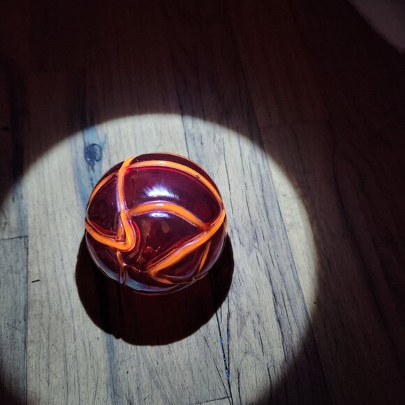 Vintage Iridescent Blown Glass UV Reactive Ornament 3" Glass Eye Studio or Boise - Picture 4 of 4